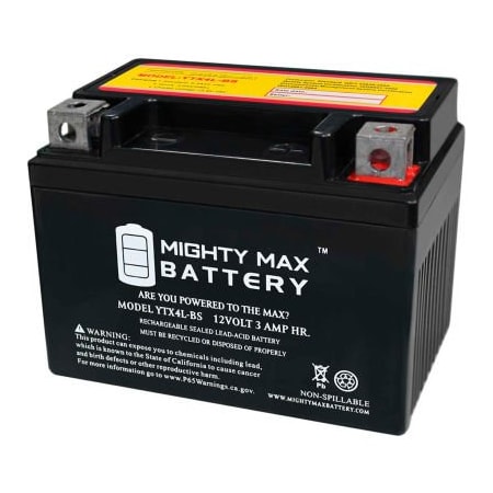 Ecom Group Inc Mighty Max Battery YTX4L 12V 3AH / 50CCA Battery YTX4L-BS